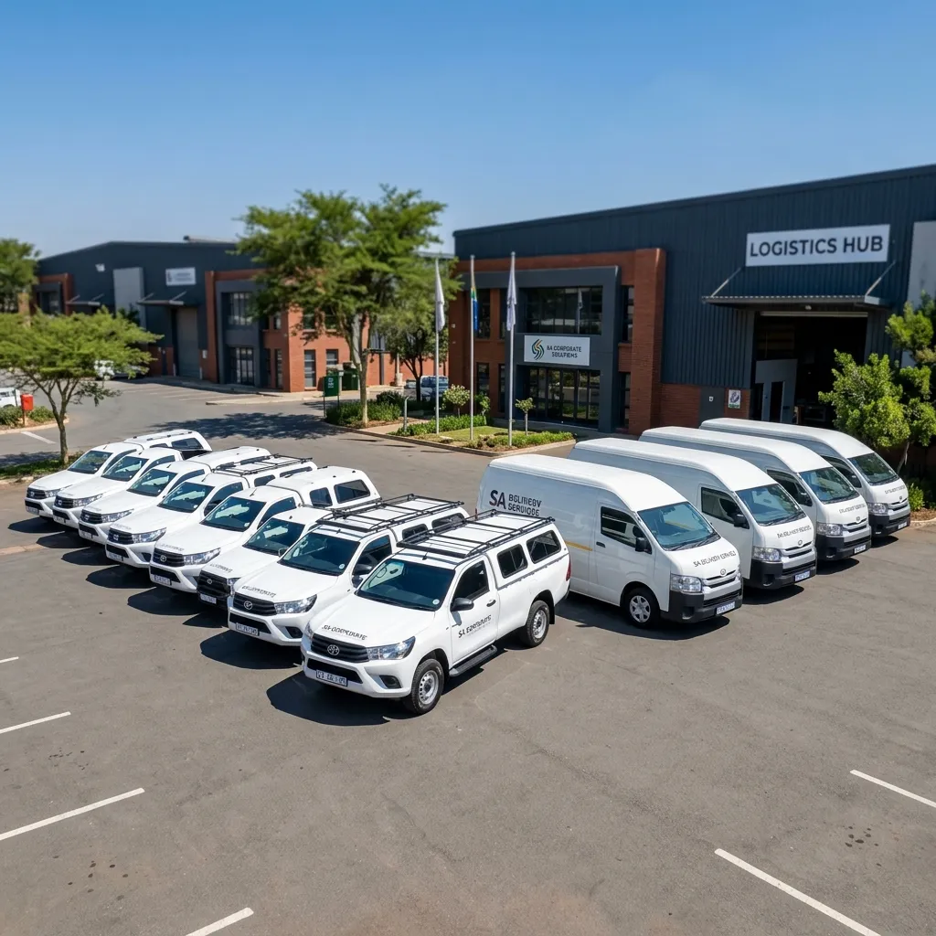 Commercial fleet vehicles awaiting dispatch